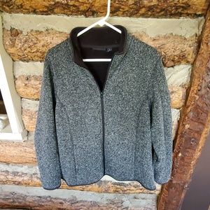 Gray Fleece Lined Full Zip Sweater Jacket